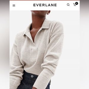 Everlane cashmere polo sweater oatmeal/light beige Medium
